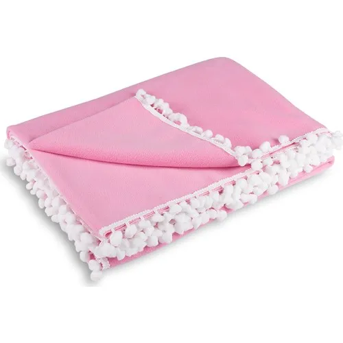 BC Home Pompom Fleece Knee Blanket Pink 130x170 cm