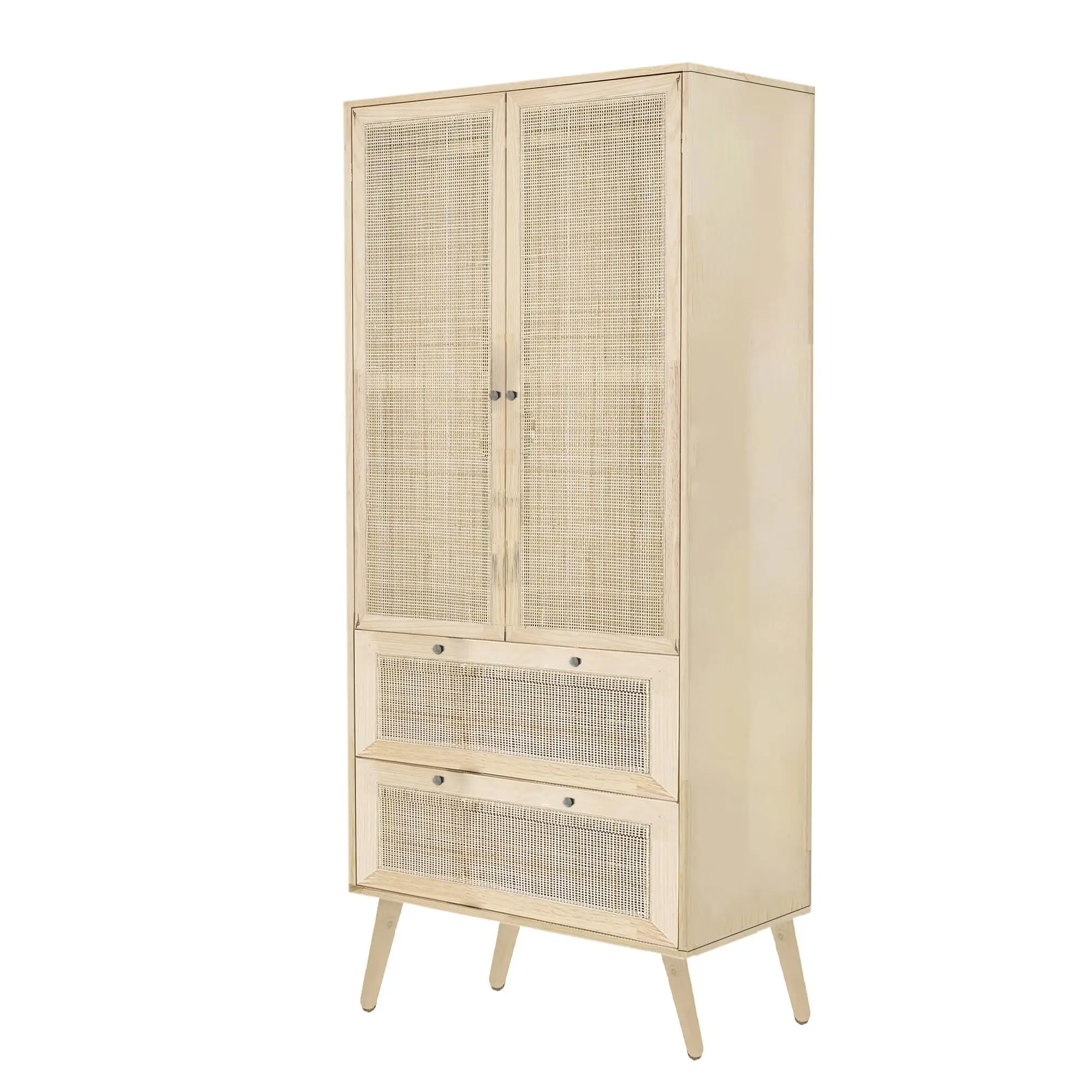 خزانة ملابس خشبية ببابين مع رف وحاجز تعليق وحدة خزائن تخزين الملابس الحديثة لأثاث غرف النوم #6