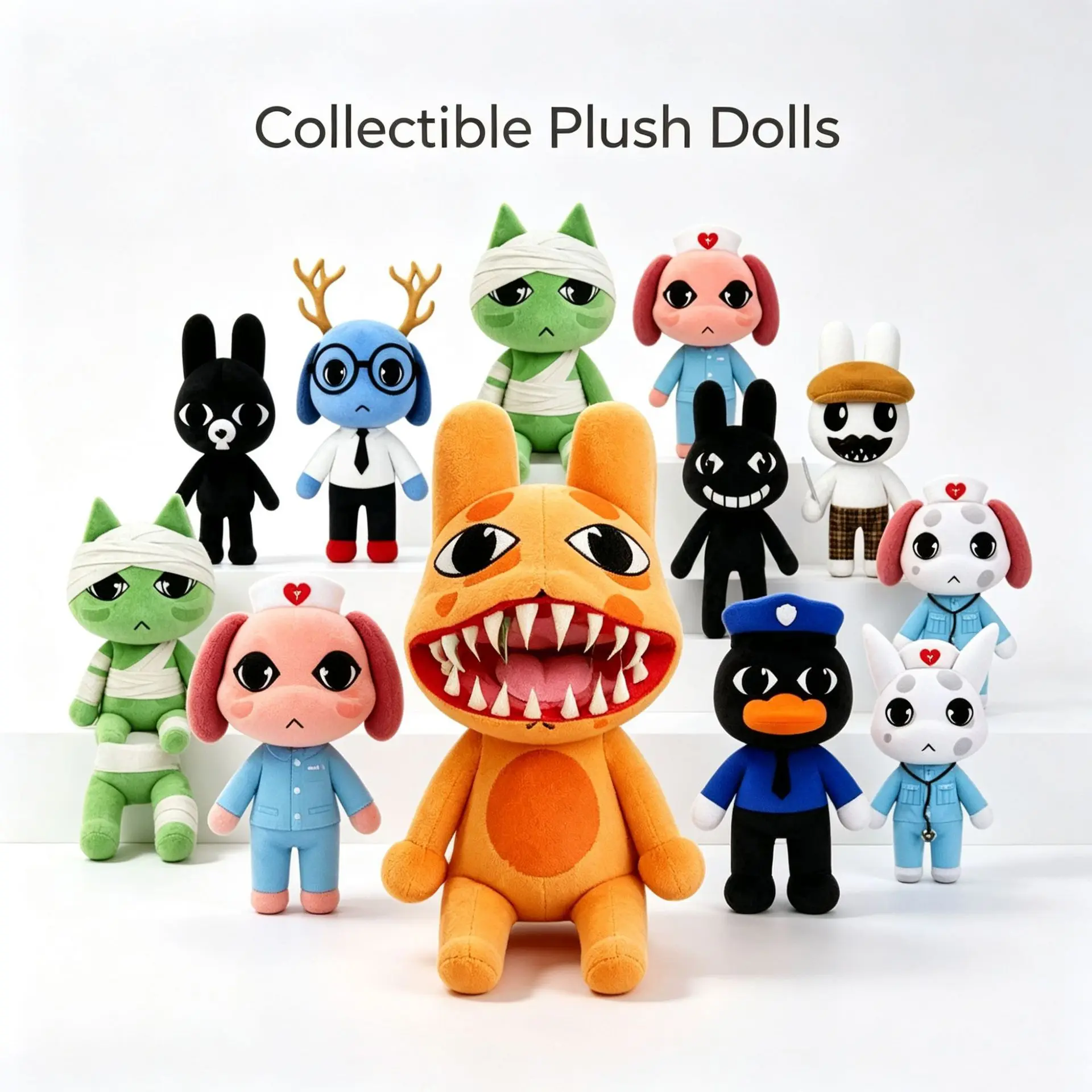 In Stock Horror Animal Hospital Blue Dog Penguin Bunny Plush Doll Cute Animal Game Peripherals Collectible Soft Toys.