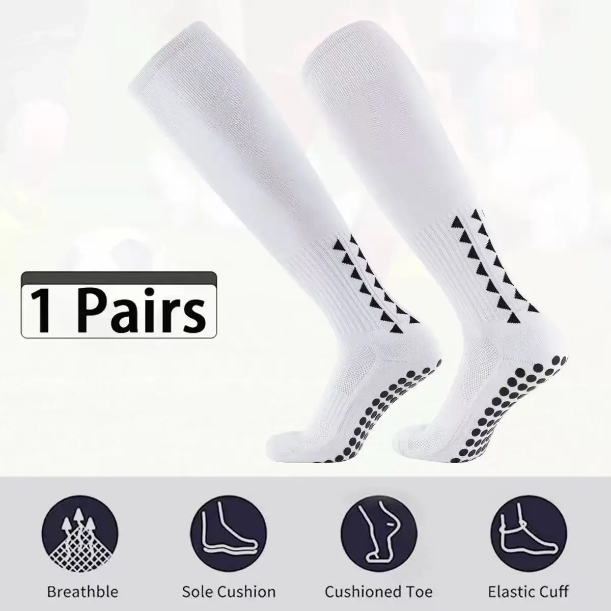

1 Pair Men's Soccer Socks Anti Slip Knee Socks Non Slip Grip Pads for Football Basketball Sports Grip Socks
