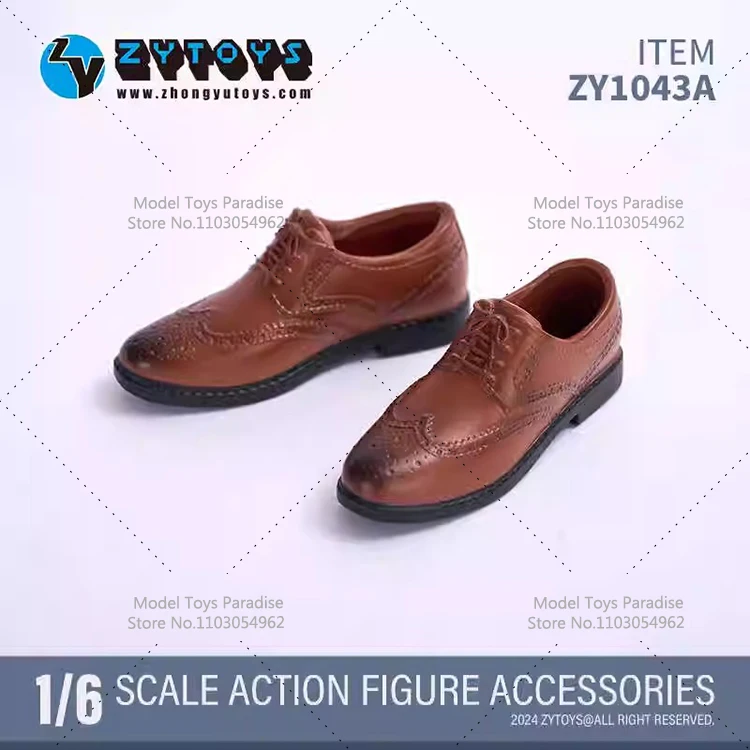 ZY1043 1/6, zapatos de cuero de negocios para soldado para hombres, zapatos Brogue huecos, accesorios de modelo aptos para cuerpo de figura de acción de 12 pulgadas