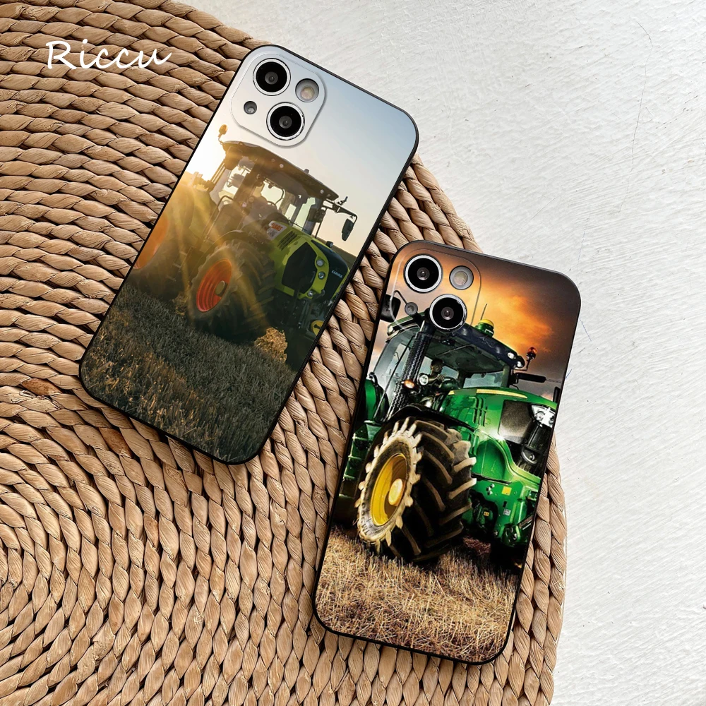 Claas Tractor Phone Case Tempered Glass for IPhone 14 13 12 11 Pro XR XS MAX 8 X 7 Plus 12 Mini Phone Full Coverage Covers