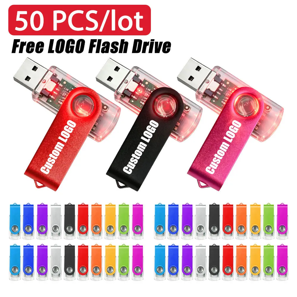50pcs/lot Free Custom Logo Metal Pendrive 2gb 1gb Business Gifts USB 2.0 Flash Drive 128mb 512mb 4gb Memory Stick Publicity usb