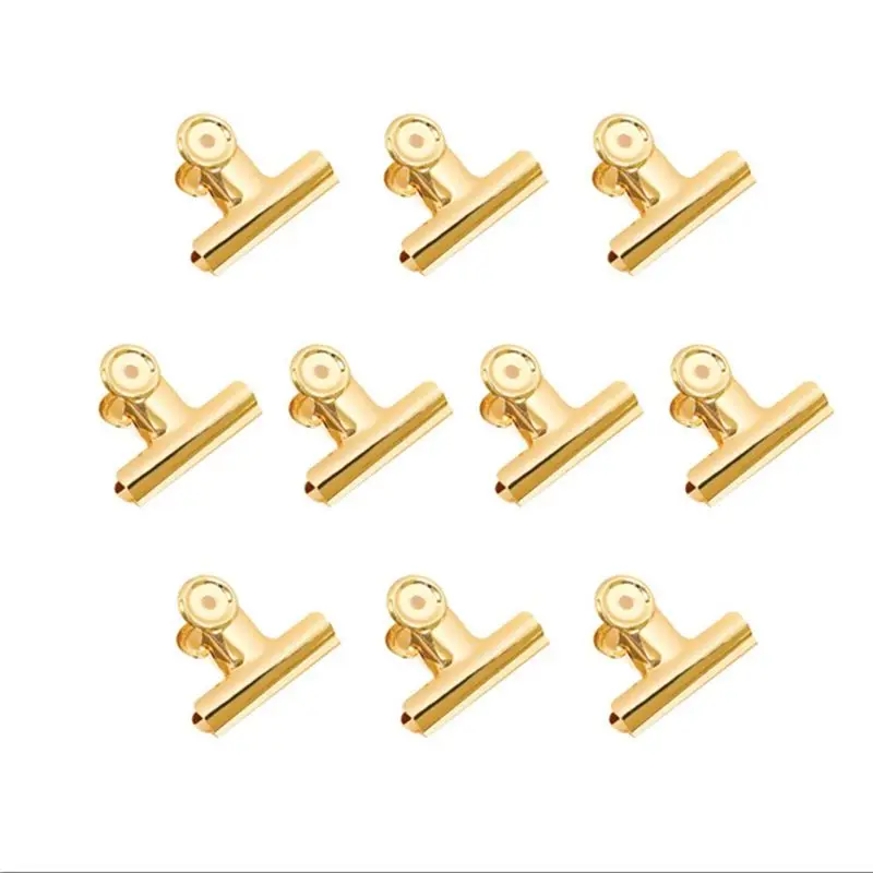 Leading-60 Pack 1 Inch Small Bulldog Hinge Clips, Metal Binder Paper Clips File Paper Money Clamps(Light-Gold, 22Mm)