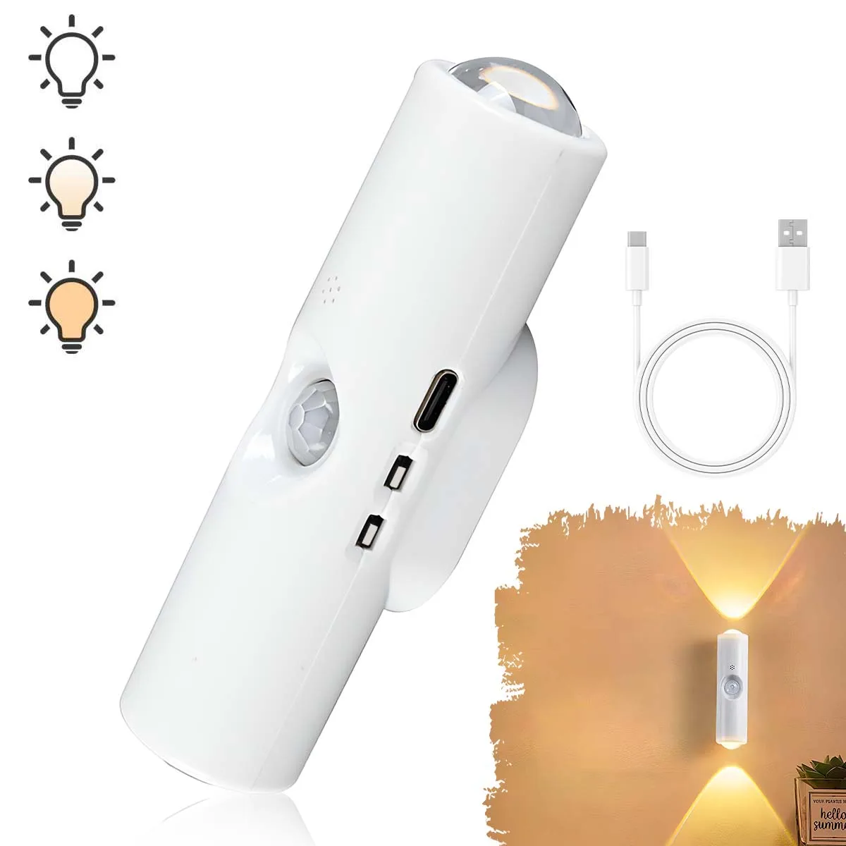 Wall lamp punch-free bedside bedroom night light induction magnetic charging small hill spotlight LED light soft light induction