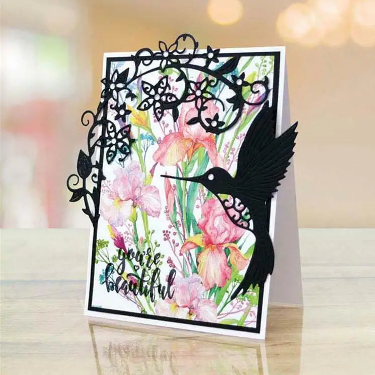 Metal Cutting Dies Humming bird Stencil Scrapbooking Diy Album Stamp Paper Card Embossing Decor Craft Knife Mould