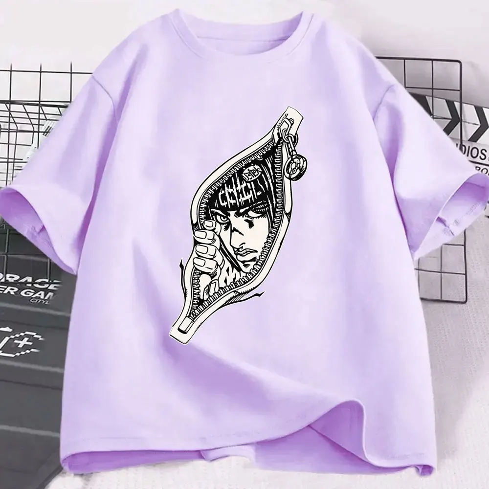 Funny Anime Jojo Bizarre Adventure Bruno Bucciarati Zip Up Graphic T Shirt Men Women Summer Casual Cotton Short Sleeves T-shirts view 5