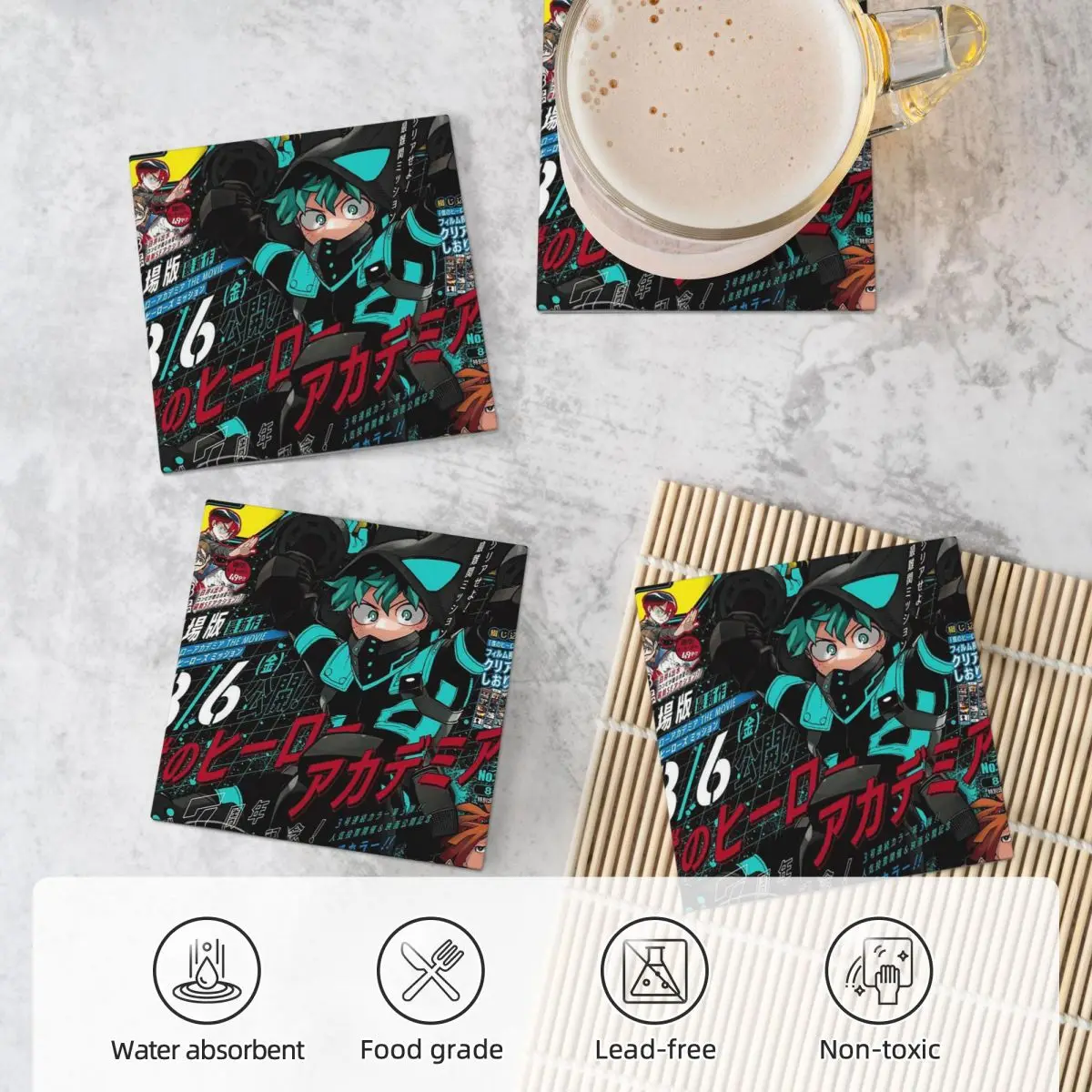 My Hero Academia Coasters Ceramics Mat Decoration And Accessories For Table Utensils For Kitchen Dining Table Mat Coffee Mat