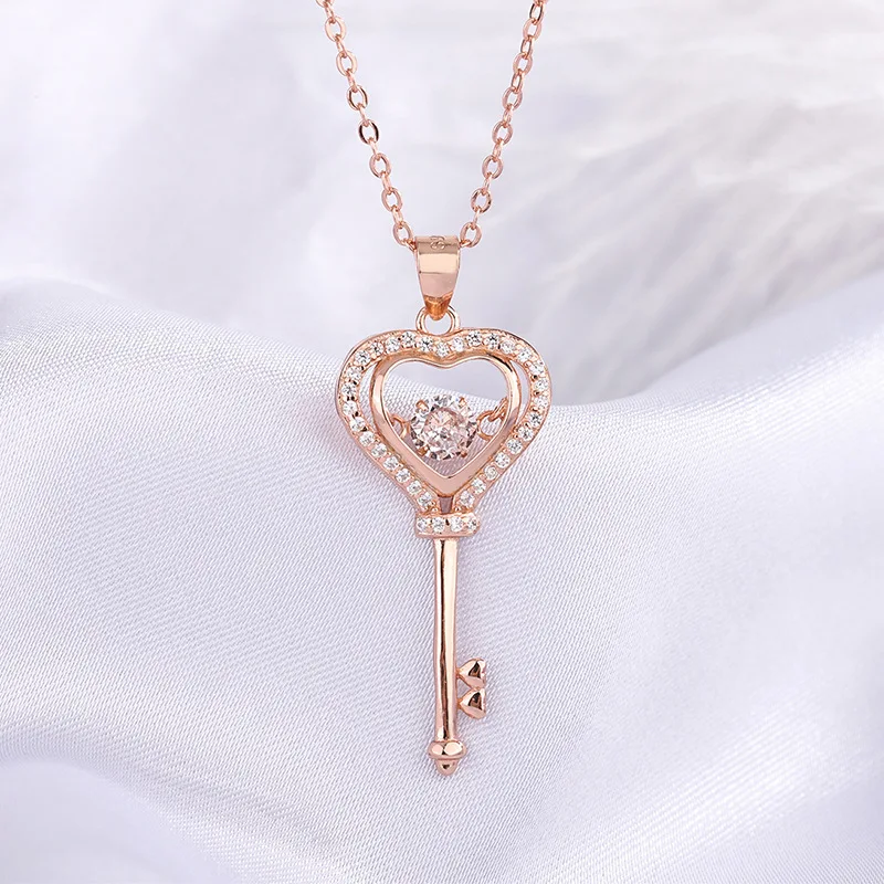 Fashion Cute Heart\'s Only Door Key Necklace Personalized Vintage Love Smart Star Girl Clavicle Pendant Charm Party Banquet Gift