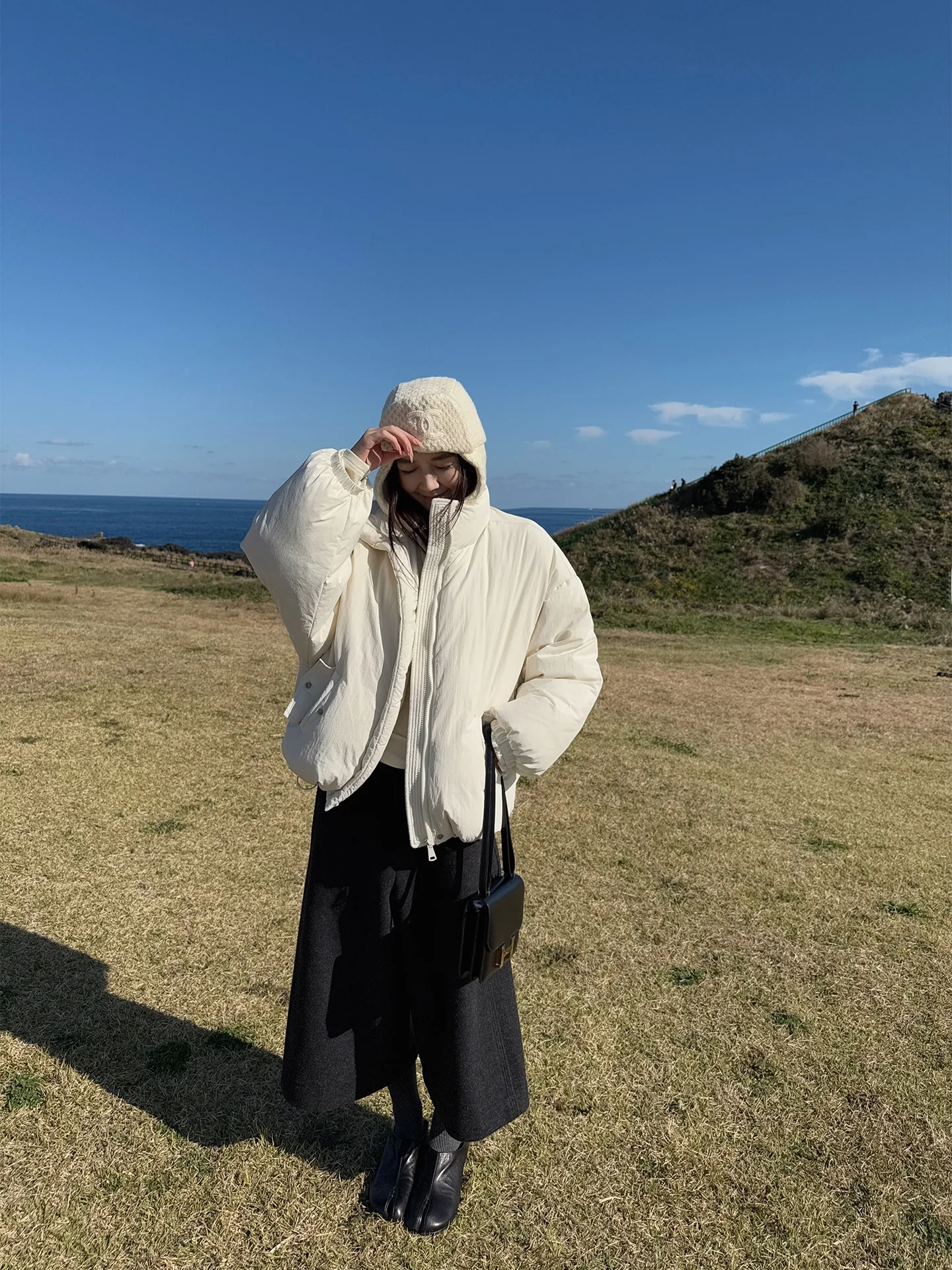 

Here Yaya op Thiened 90% White Du down Puffer Jaet Casual Sle Bread Bun Fluffy Soft Fem Winter Coat Zipper Closure