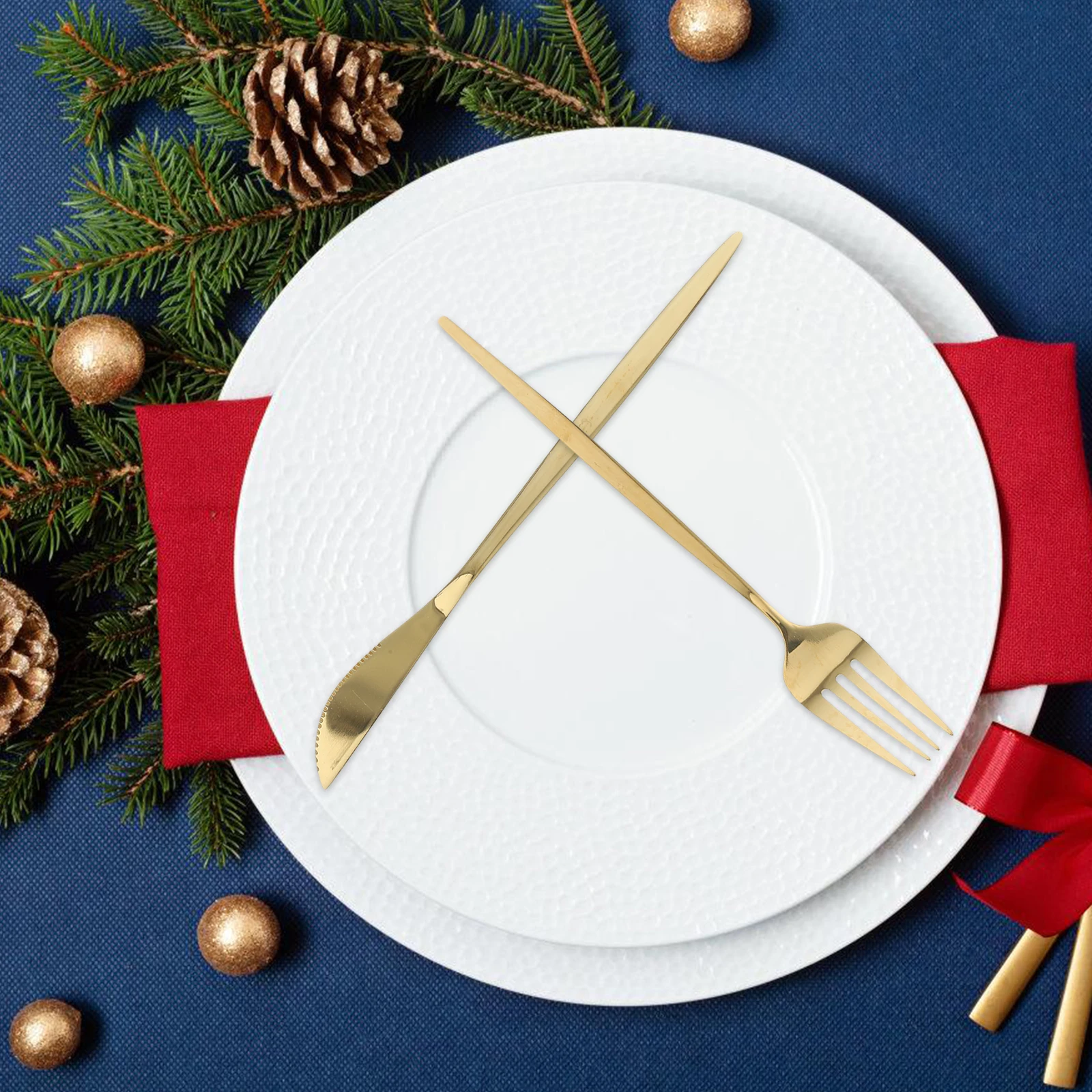 

Golden Cutlery Stainless Steel 6 Pieces Stainless Steel Fork Elegant Kitchen UtensilsSpoonsForksSetCookingServingParty