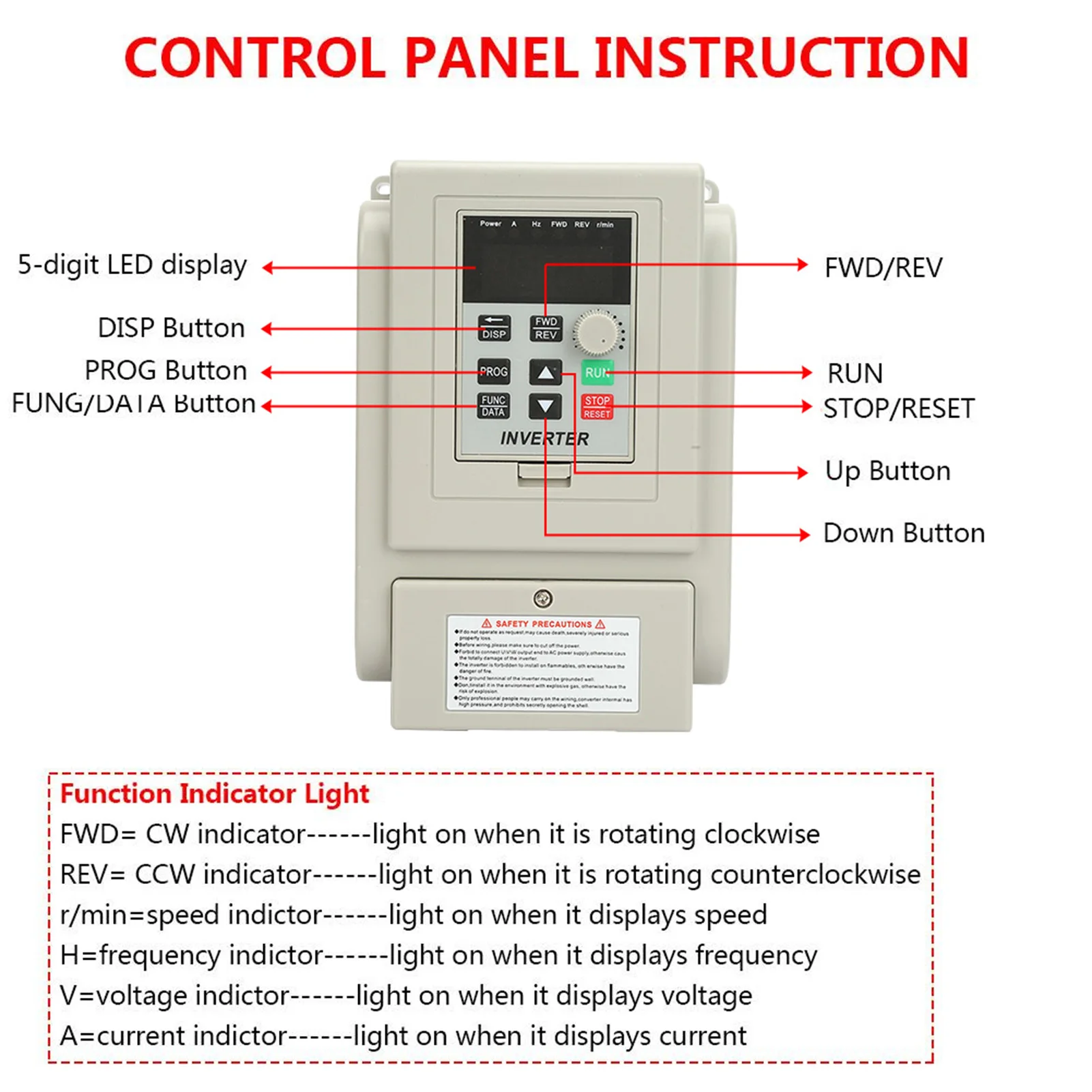 Inverter Motor Drive 220VAC Variable Frequency Drive VFD Speed Controller for Single phase 0.75kW AC Motor Variable Speed Drive