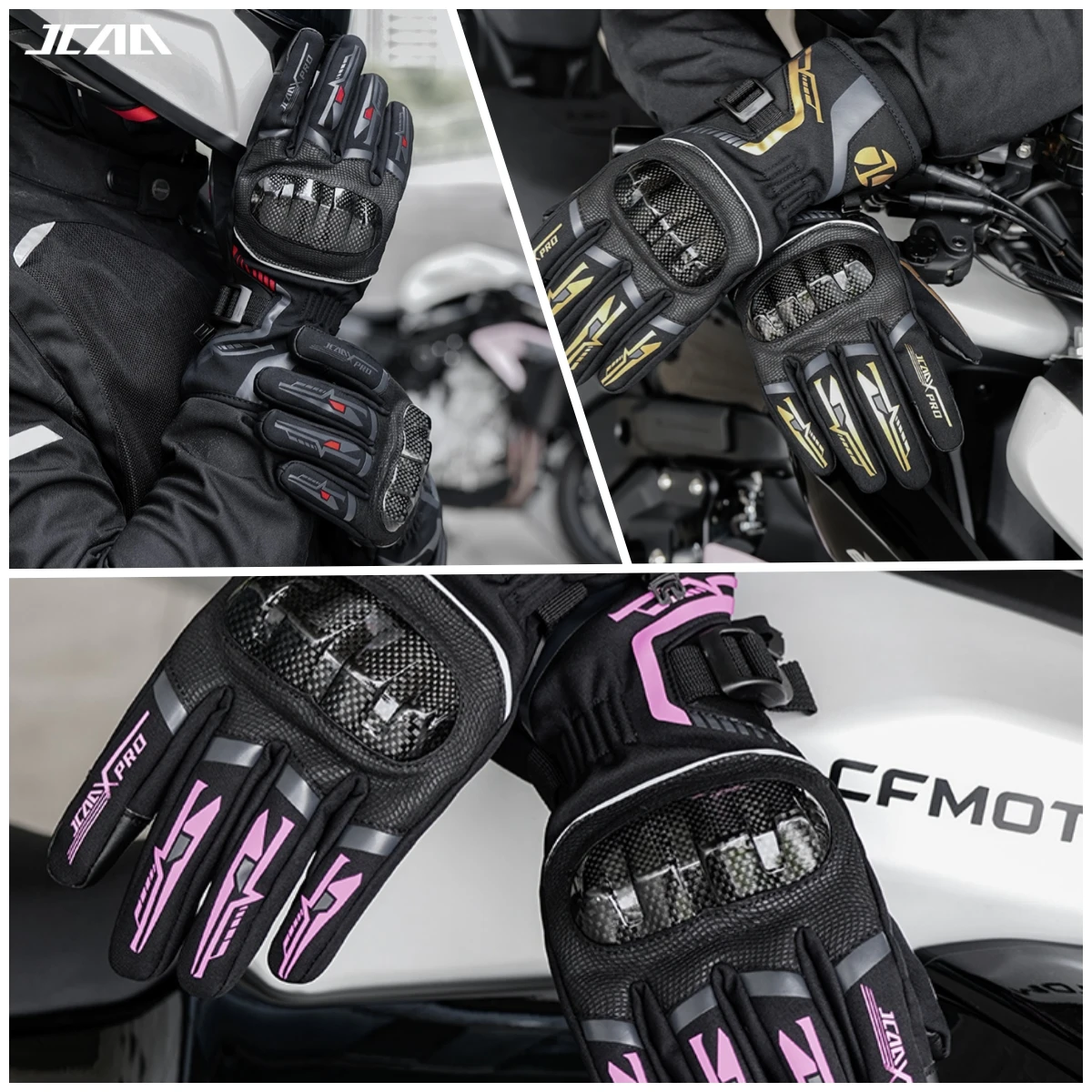شتاء جديد مقاوم للماء دراجة نارية قفازات دافئة موتو الكربون قفازات واقية شاشة تعمل باللمس موتو Guantes دراجة نارية قفازات ركوب الخيل #1
