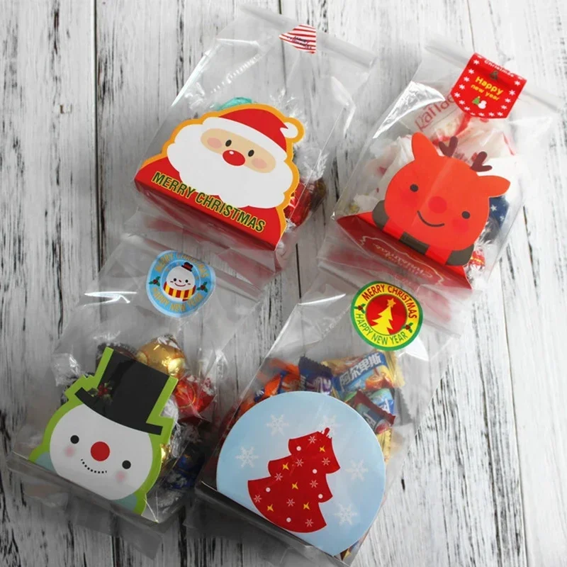 Christmas Cookie Cellophane Bags Cake Cookies Wrappers -Snacks,Party, Favor,Gift, Wedding, Bread Handmade Plastic Bag 10Pcs