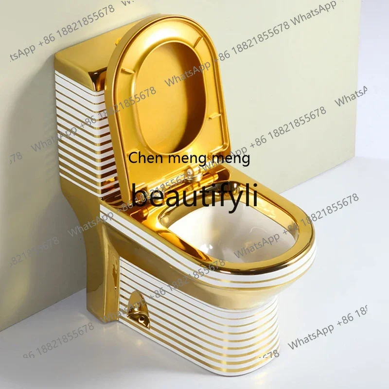B178 French simple striped gold thread toilet household light luxury bathroom electroplated gold toilet2936