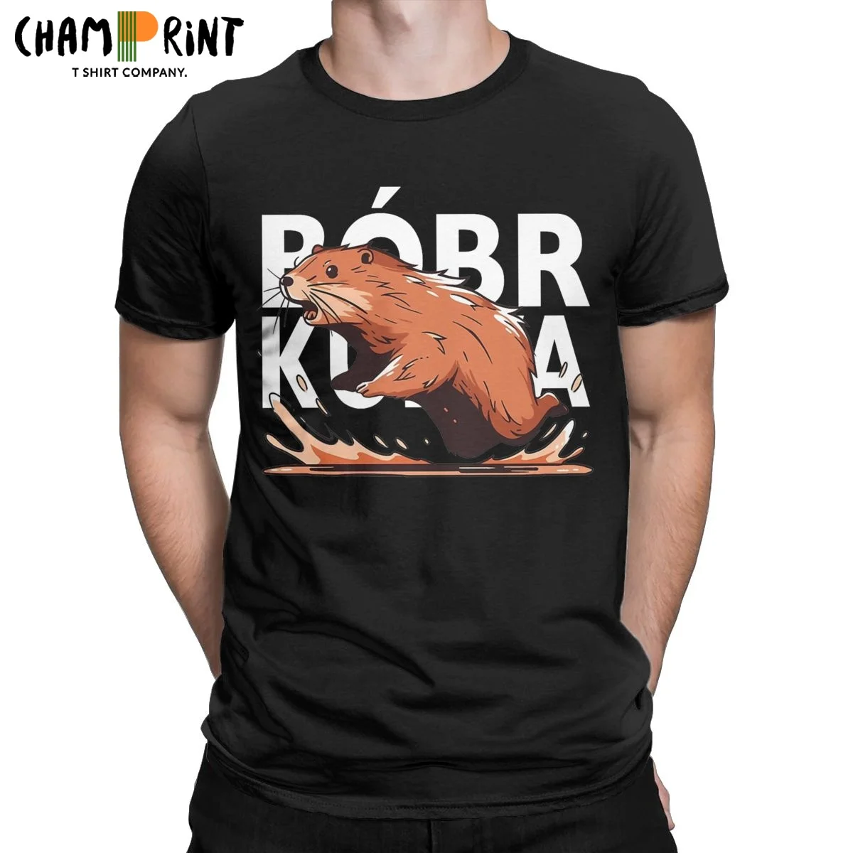 Funny Bobr Meme Funny Beaver T-Shirts for Men Crewneck Cotton T Shirts Kurwa Short Sleeve Tees Graphic Clothing