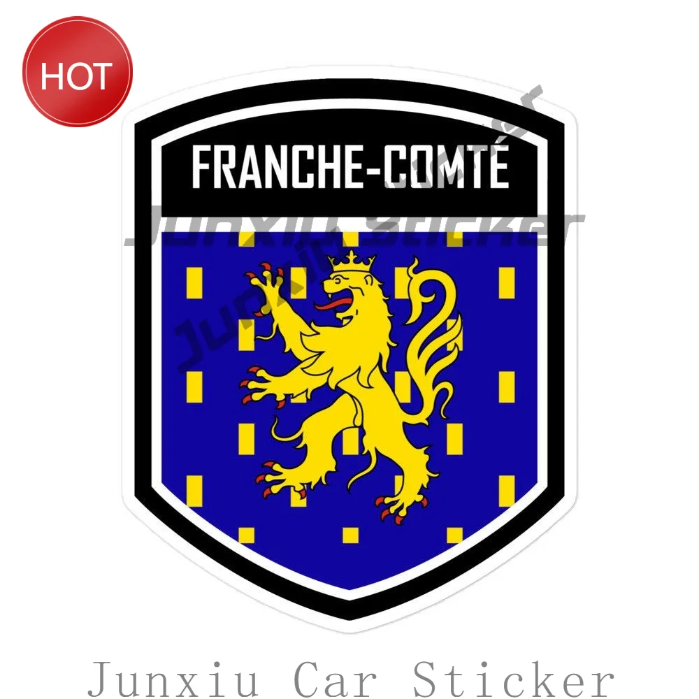 Franche Comté France Flag Emblem Car Sticker Waterproof Vinyl Decorative Decal For Bumper And Laptop Vehicle Decoration