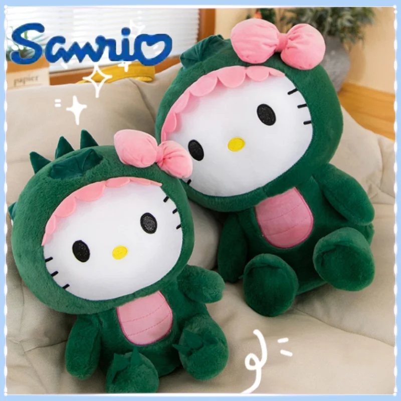 

35 см Sanrio Kawaii Hello Kitty динозавр плюшевая игрушка мультяшная кукла Декор для комнаты Подушка для сна детский подарок на день рождения