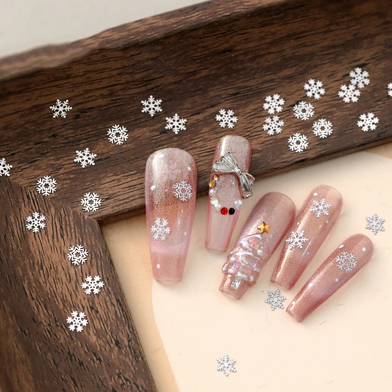 100 pçs ouro/prata inverno floco de neve rebite arte do prego charme glitter jóias natal unhas decoração diy acessórios do prego