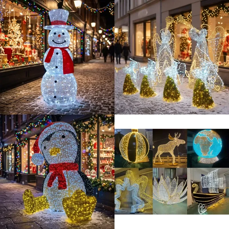 Customizable Outdoor 3D Multi Color LED Christmas Decorative Sculpture Light IP44 IP65 Protection Level