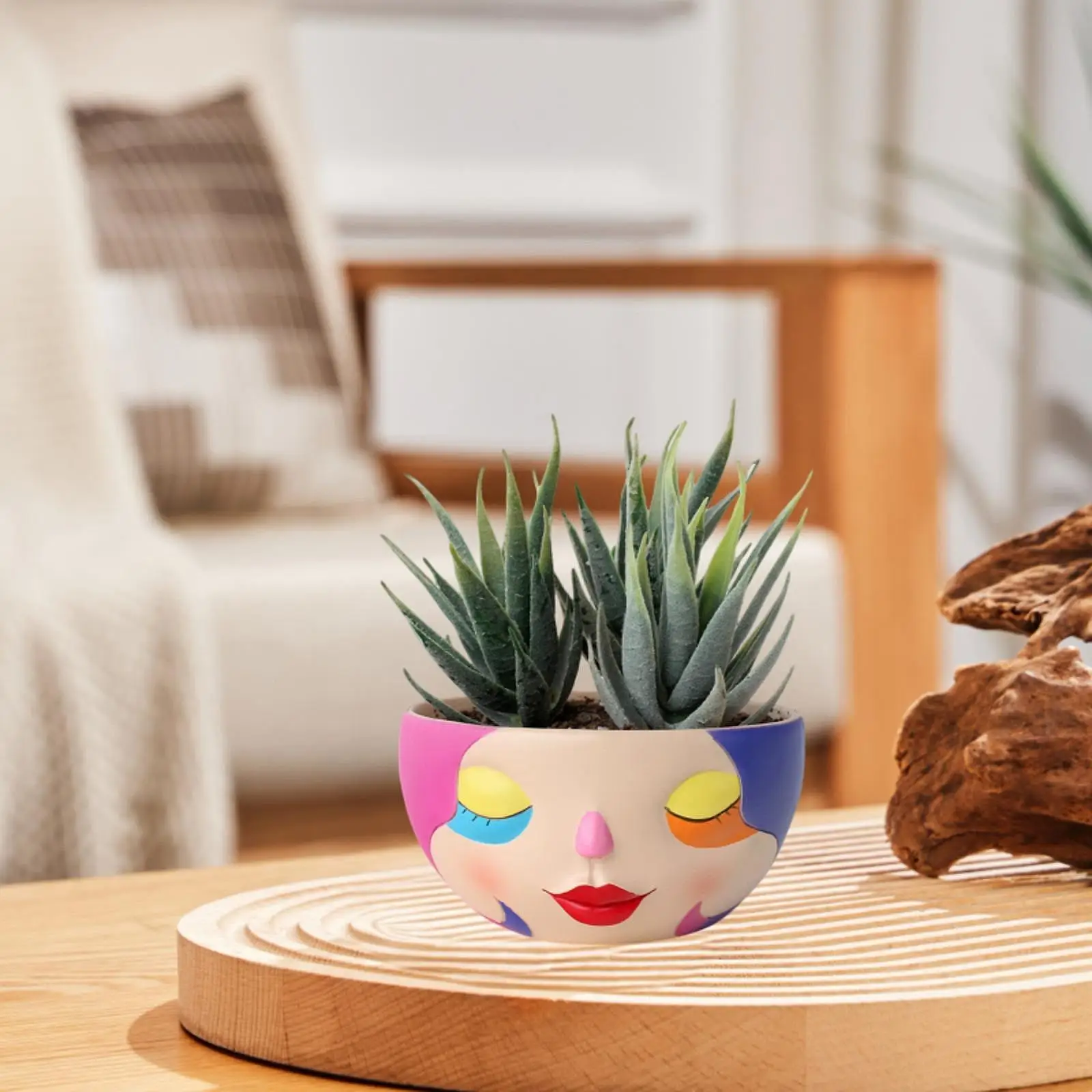 

Unique Face Flower Pot Resin Ornament Floral Accessory Collectible Modern Face