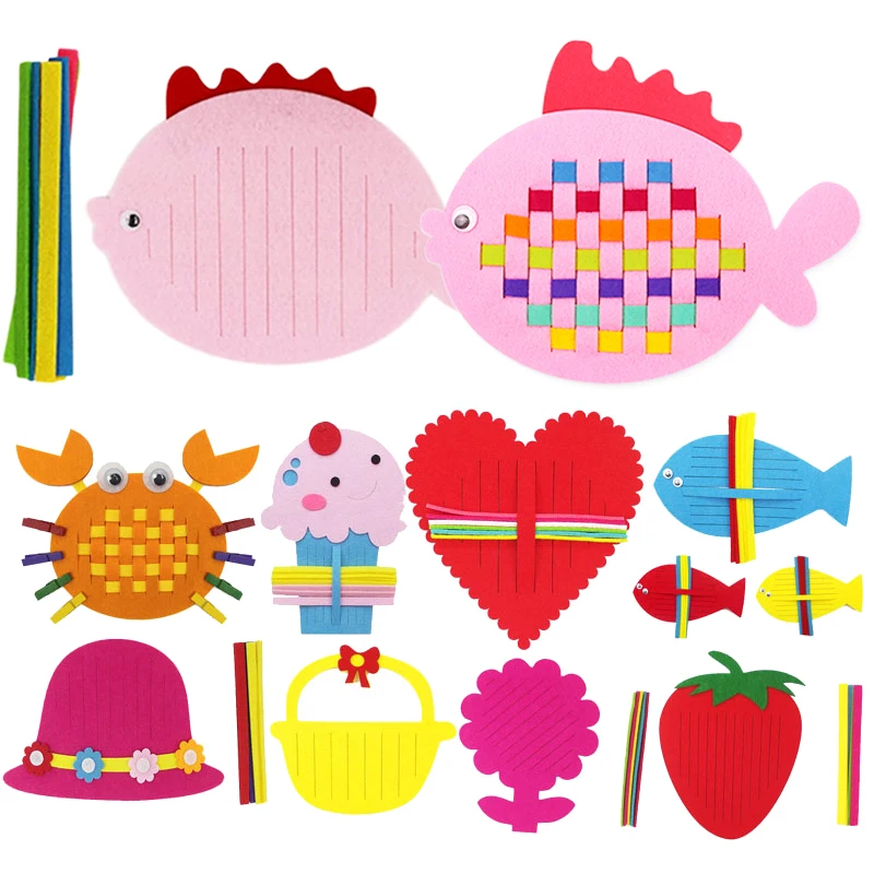 Juguetes tejidos hechos a mano para niños, Material de tejido no tejido, juego de arte para niños, dibujos animados, flores, frutas, peces, océano, Animal TMZ