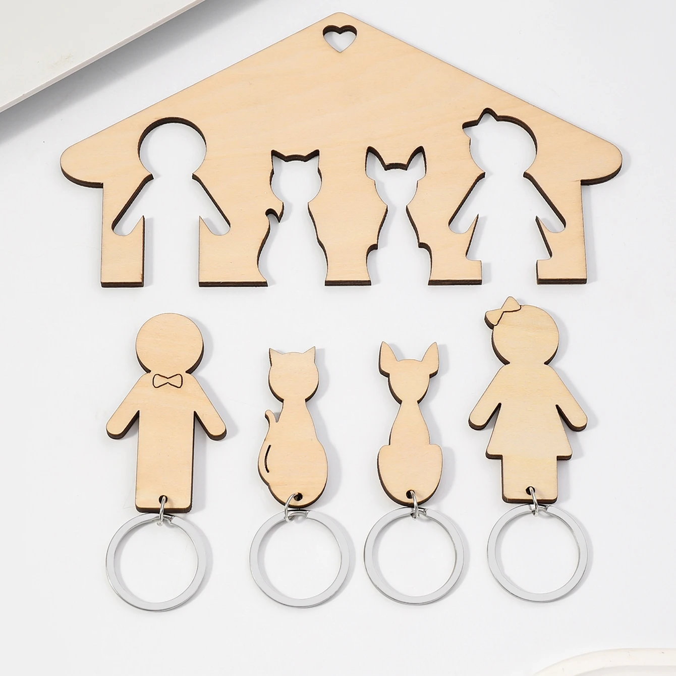 2Pc/3pcs/4pcs/set creative home decoration keychains, home keychains, couple keychains, wall hanging accessories ﻿