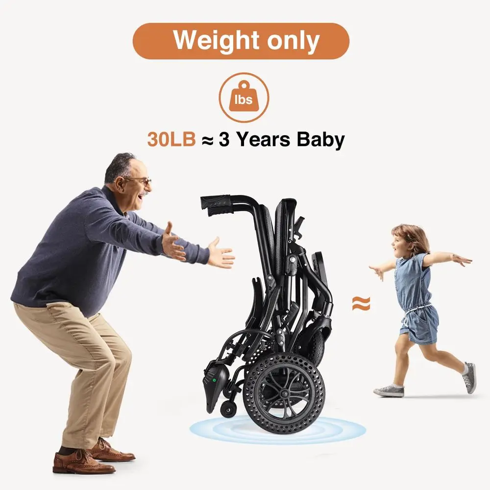 

Electric Wheelchair Foldable Travel Motorized Wheelchair with Removable Battery, Portable Folding Power Wheelchair for Seniors3