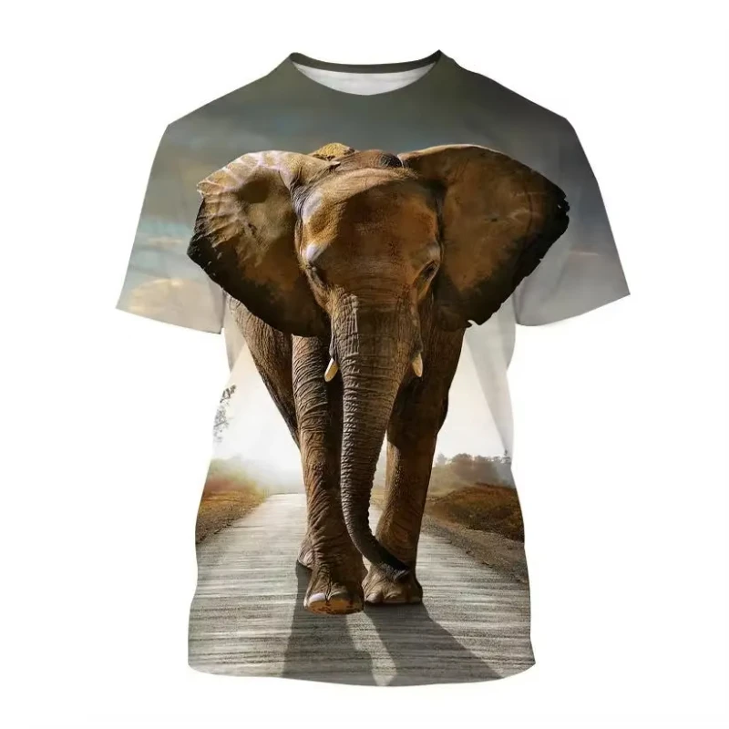 

New Men T-shirt Funny Animal Elephant 3d Printing Short Sleeve Tees Tops Fitness Sport Streetwear Oversized Men Y2k Clothing