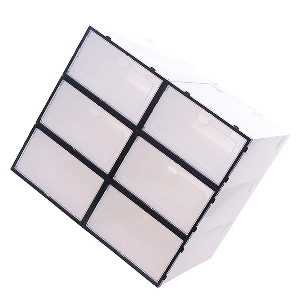 

6PCS Thickened Clear Plastic Home Organizers Foldable Shoe Box Shoes Storage Box Stackable Foldable Storage Bin