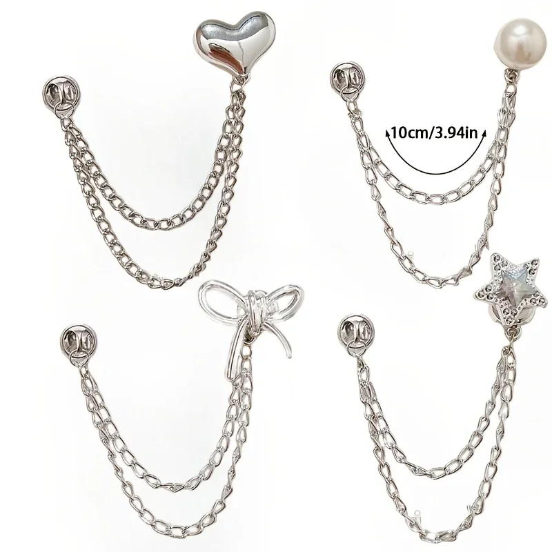 4/8 Stück dekorative Clips für den Saum von Kleidung, Herz-Schleifen-Design, geeignet zum Befestigen von Knopfkettenclips an Hemden, Hosen und Manschetten – Detail 8