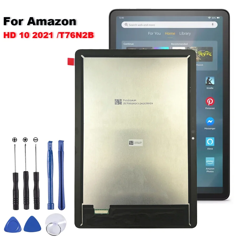 Display LCD Touch Screen Digitizer, Conjunto De Vidro, Peças De Reparo, Adequado Para Amazon Fire HD 10, 11th Gen, T76N2B, T76N2P, AAA Plus, 2021