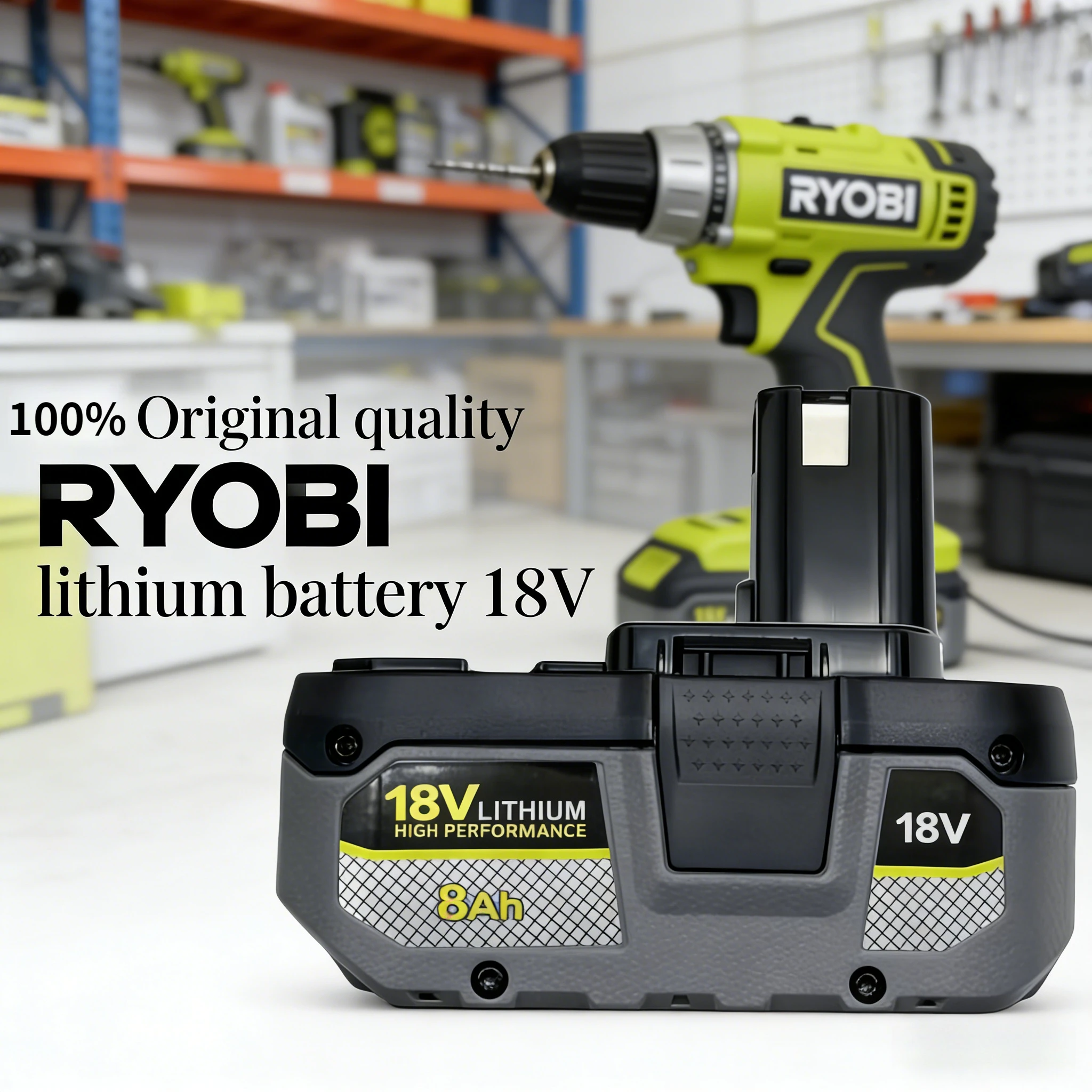 

Long Lasting Genuine RYOBI 18V One+ Li‑ion Battery Pack Compatible P108 P104 P107 RB18L50 RB18L20 Cordless Tool Power Source