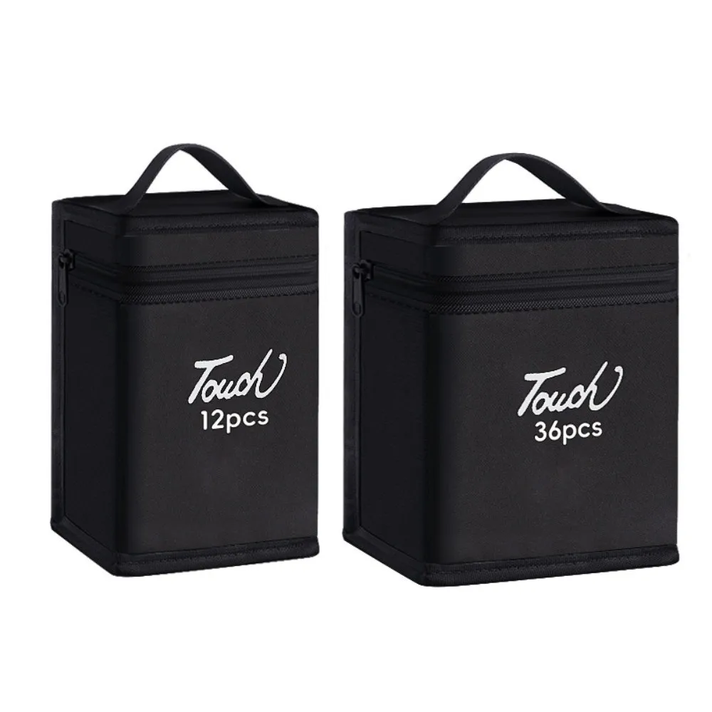 Black Color Marker Pens Storage Bag Massive Storage 12-168 Count Zippered Canvas Pouch Functional Storage Handbag Style