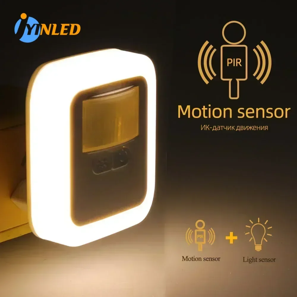 

Led Smart Motion/Sound/Light Sensor Night Light Plug-in Wall Night Light Brightness Adjustment Bedroom Lamp Staircase Decor Lamp