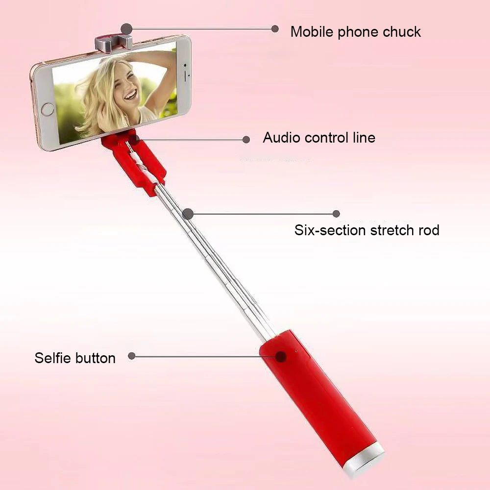 Selfie Stick For Phone Mobile Cell Holder Stand Smartphone Monopod Telescopic Pole Retractable Extendable Cellphone Photo Selfy