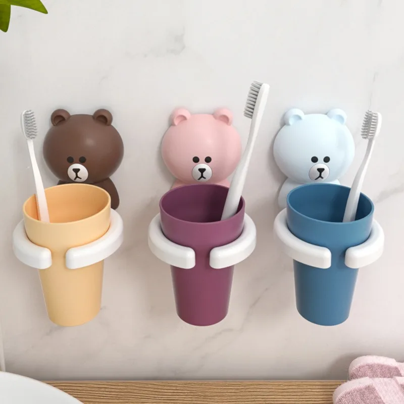 

Children Toothbrushing Cup Bathroom Supplies Kids Toothbrush Holder Wall Mount Paste Safe Non-toxic Wash Cup Strong Anti-Fall