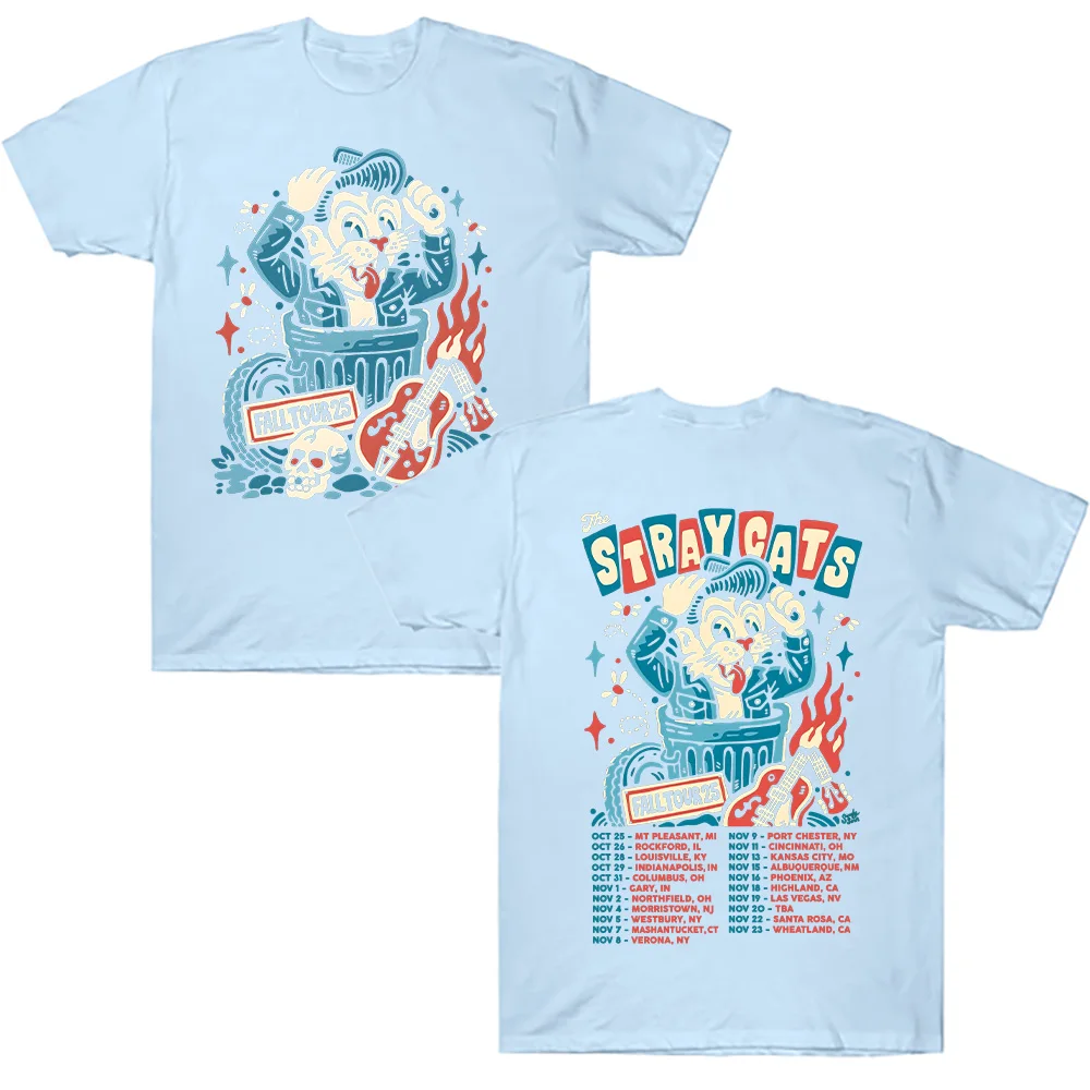 The Stray Cats Fall Tour 2025, T-Shirt, Rockband Stray Cats, Grafik-T-Shirts für Damen und Herren, hochwertige Baumwollkleidung, Streetwear-Top – Detail 8