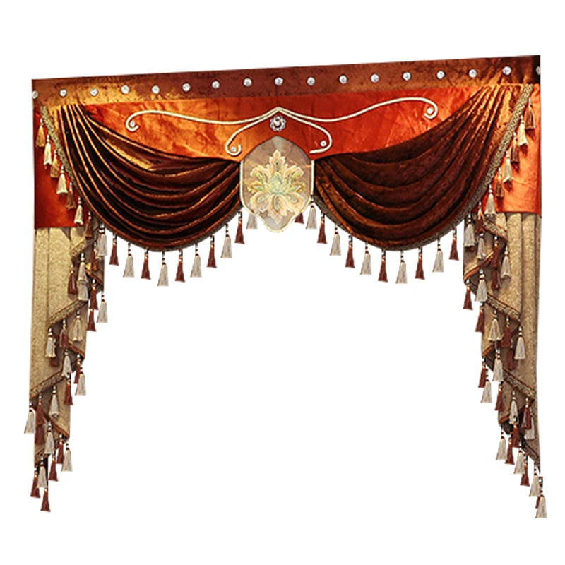 

Custom Made Pelmet Valance Europe Luxury Curtains for Living Room Window Lace Beads Curtains for Bedroom Curtains