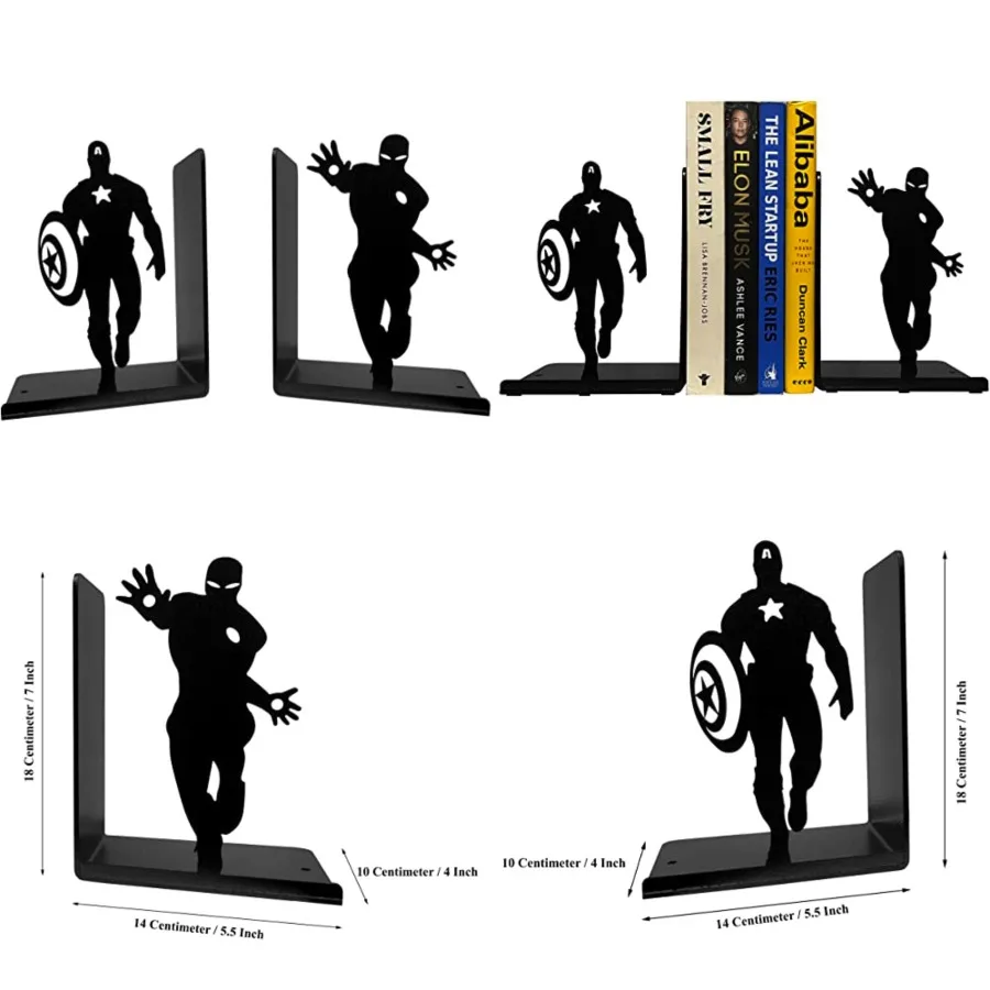 

Superhero Bookends Decorative Bookends for Shelves Non-Skid Book Holders for Shelves, Table Unique Home/Office Decor Heavy Book