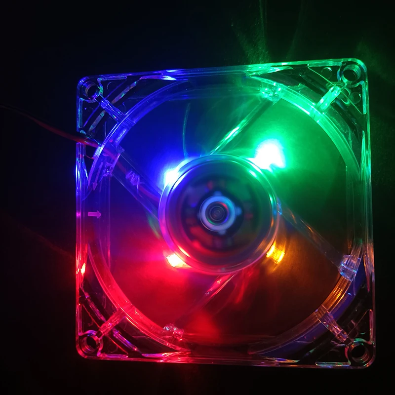 Colorful crystal Case 8025 fan 80mm 8cm transparent 25mm thickness DC 12V 4Pin Cooling fan