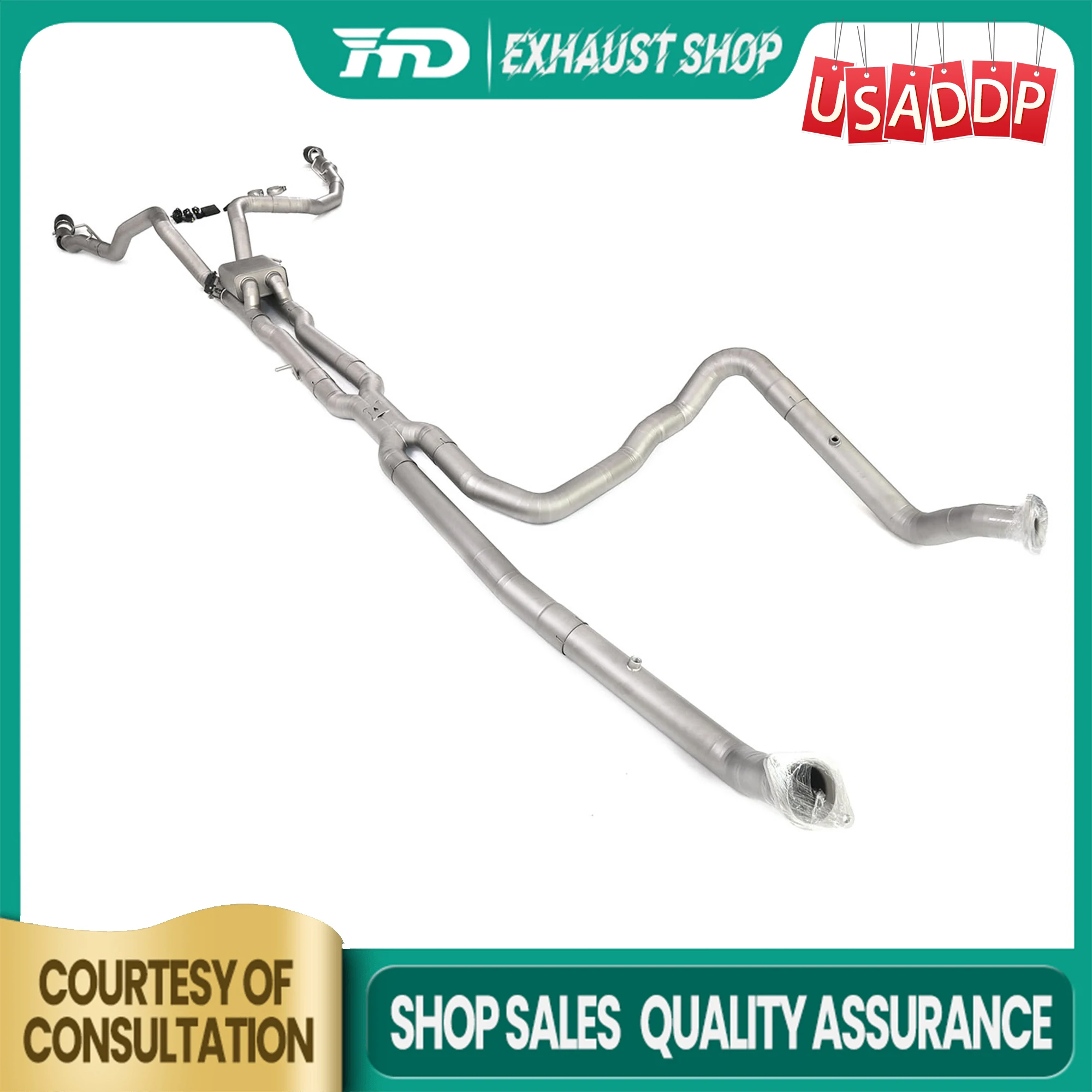 

HMD Exhaust Catback for Dodge TRX 6.2L Ti Electronic valve Muffler Tips Sandblasting Downpipe with Catalytic Converter