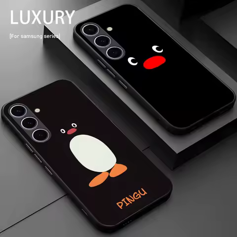 Pingu Cartoon Cute Hot Phone Case For Samsung Galaxy S25 S24 S23 S22 S21 S20 Plus Ultra Note20 Soft Black