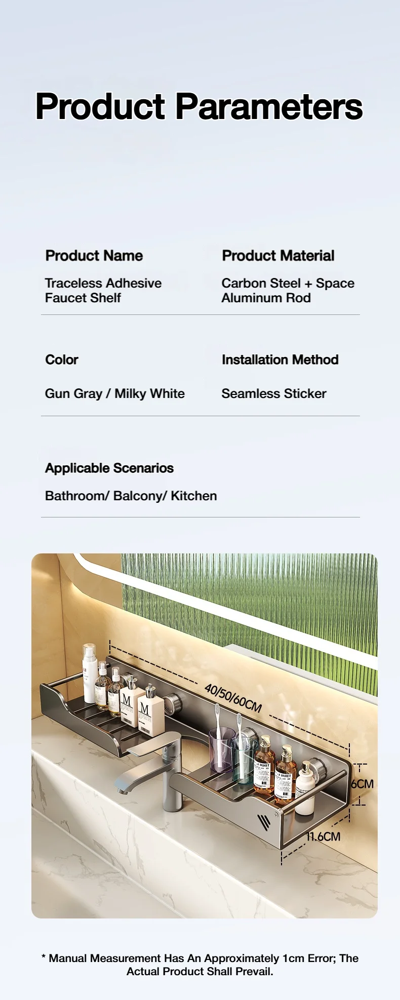 Suction-Cup Sink Organizer Shelf — product detail 14
