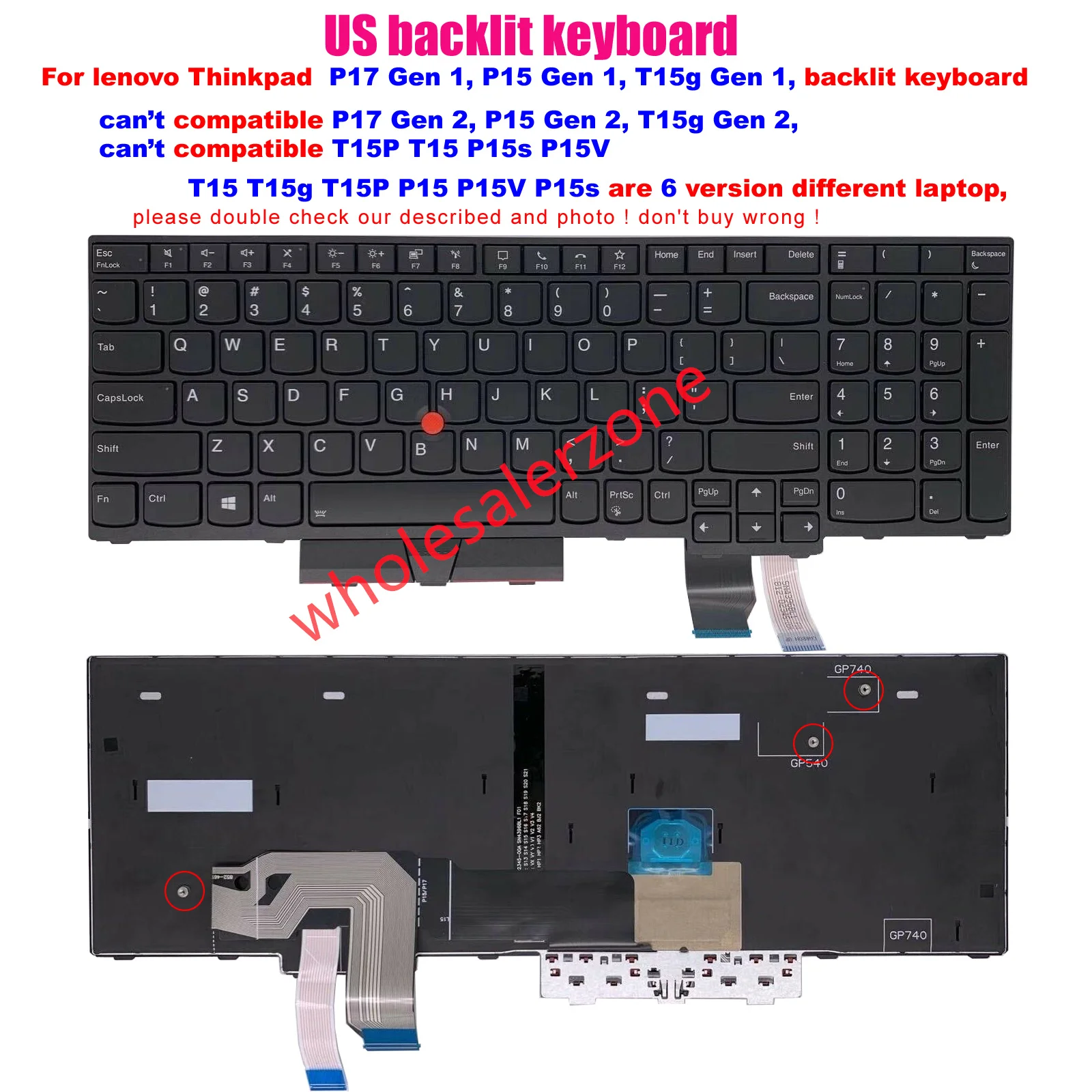 Nuevo teclado retroiluminado para IBM Thinkpad P17 Gen 1,P15 Gen 1,T15g Gen 1 Series 5N20Z74859 5N20Z74785 laptop diseño de EE. UU.