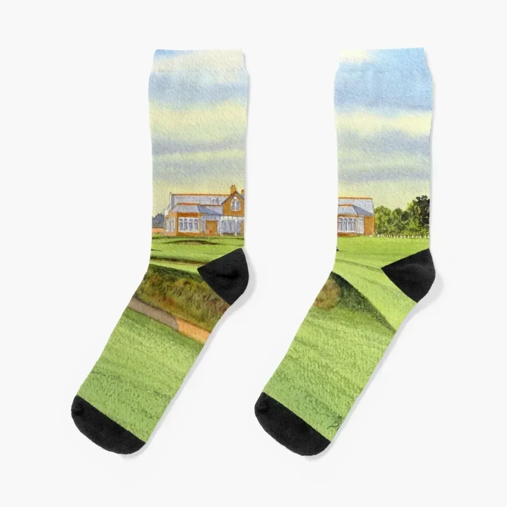 

Royal Troon Golf Course 18th And Clubhouse Socks Run new in's christmass gift snow Man Socks Women's