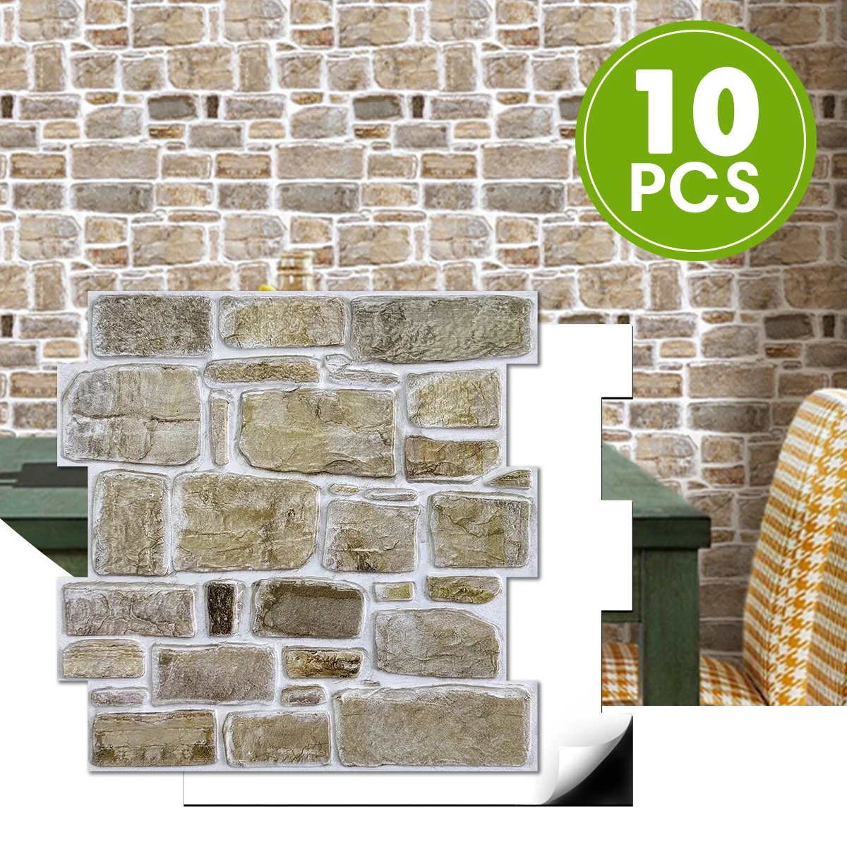 

Commomy 10pcs 3D Peel and Stick Wall Panels, Tile Stickers Waterproof, Wall Stickers for Living Room, Bathroom Wall Decor