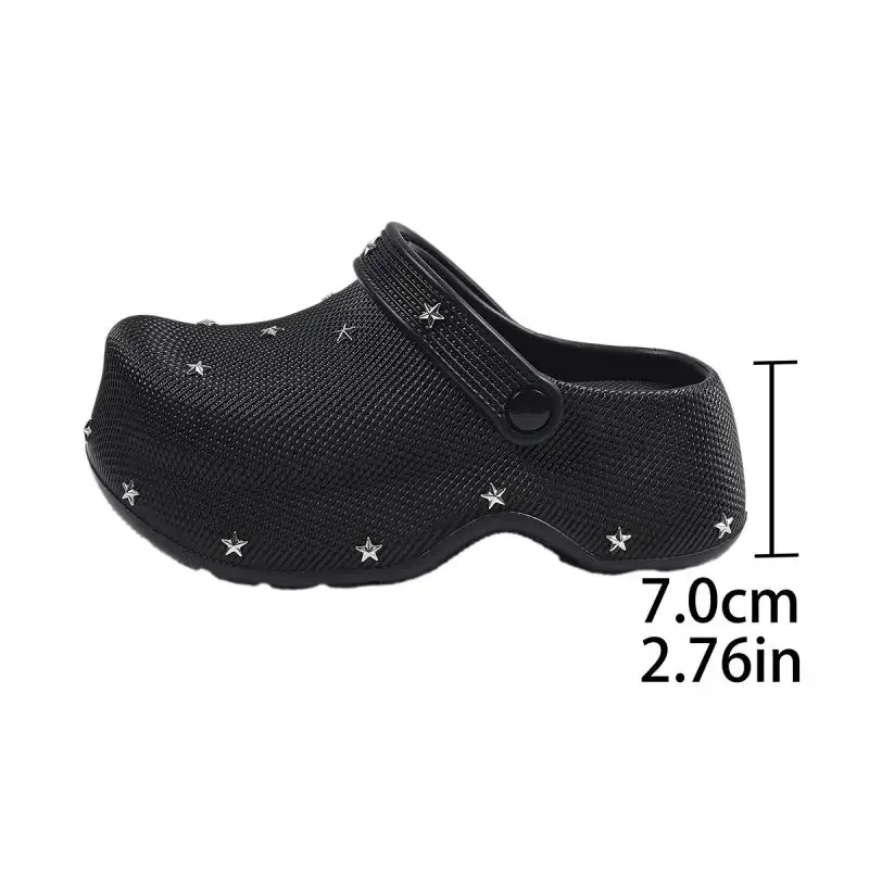 Y2K Metall-Stern Chunky Plateau Clogs Sandalen Damen Sommer 2026 Weiche Dicke Sohle Gartenschuhe Leichte Strandpantoffeln für Frauen – Detail 10
