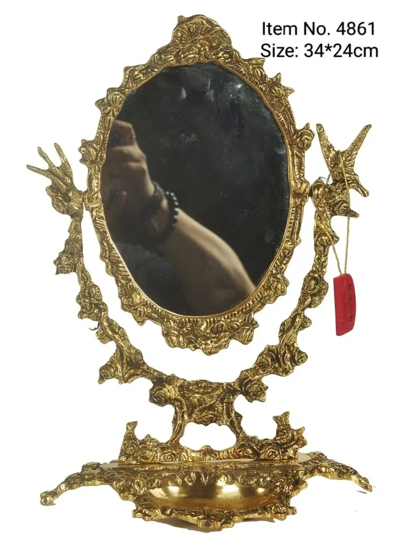 High-end European retro vanity pure copper vanity mirror portable French retro vanity mirror creative decoration