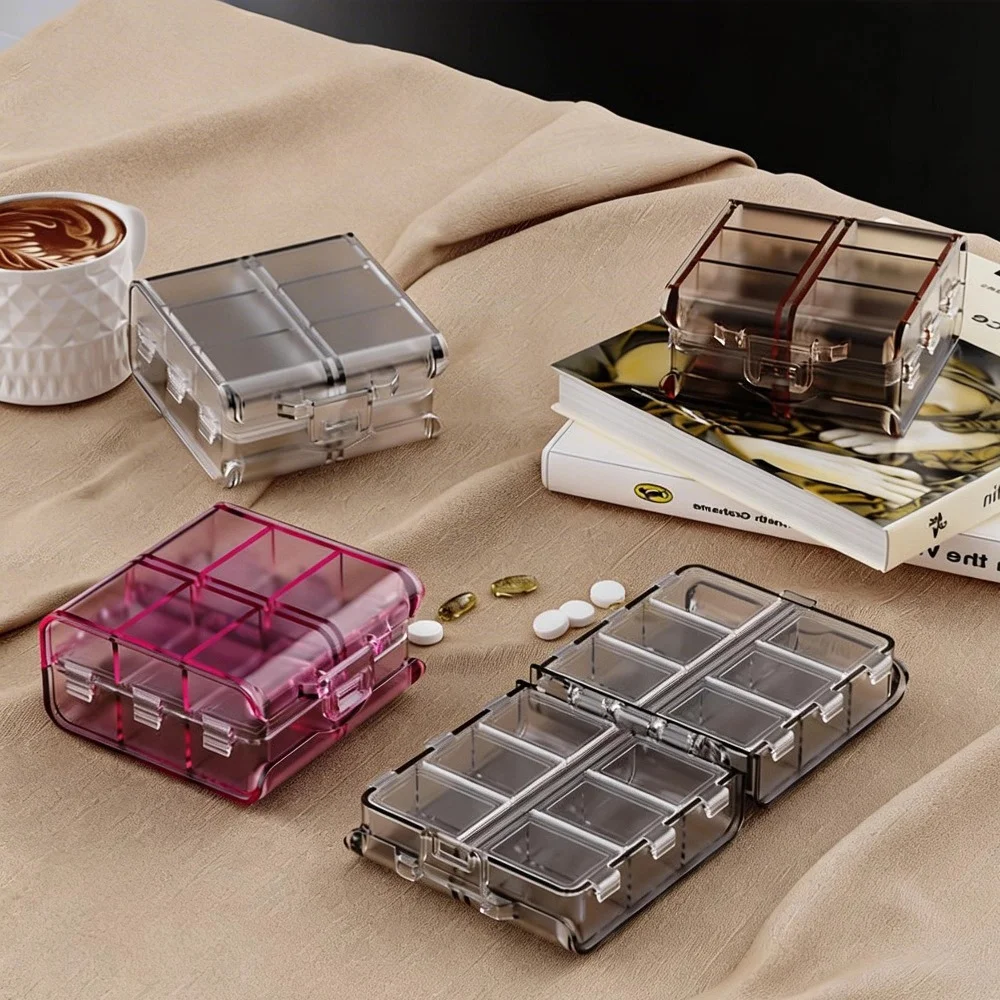 

Новый Премиум Портативный Дорожный Органайзер для Таблеток на 12 Отделений, Маленькая Коробка-Контейнер для Еженедельного Хранения Витаминов и Рыбьего Жира